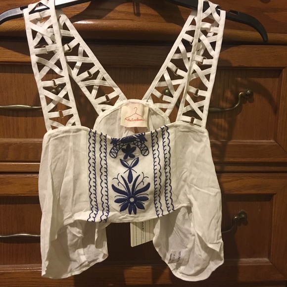 Native Rose Tops - Free people native rose white embroidered crop top